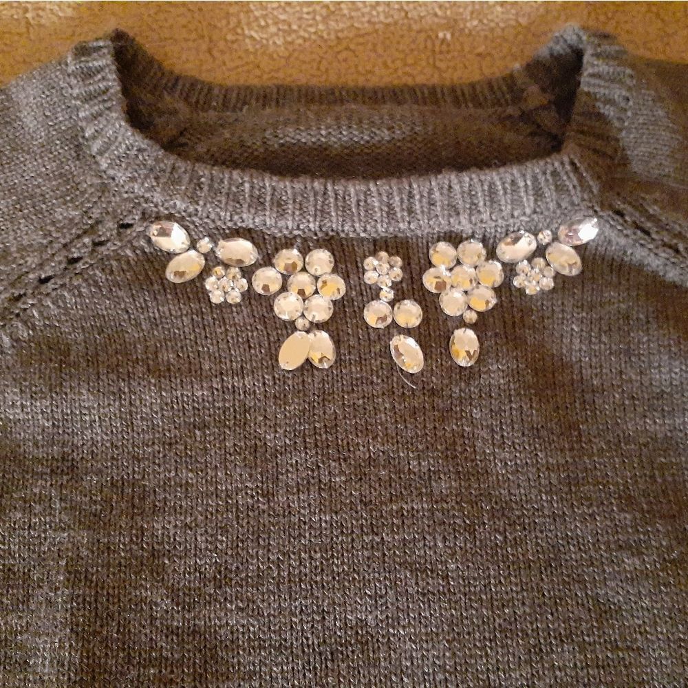 Large Girls Rhinestone Embellished Sweater - Picture 2 of 7